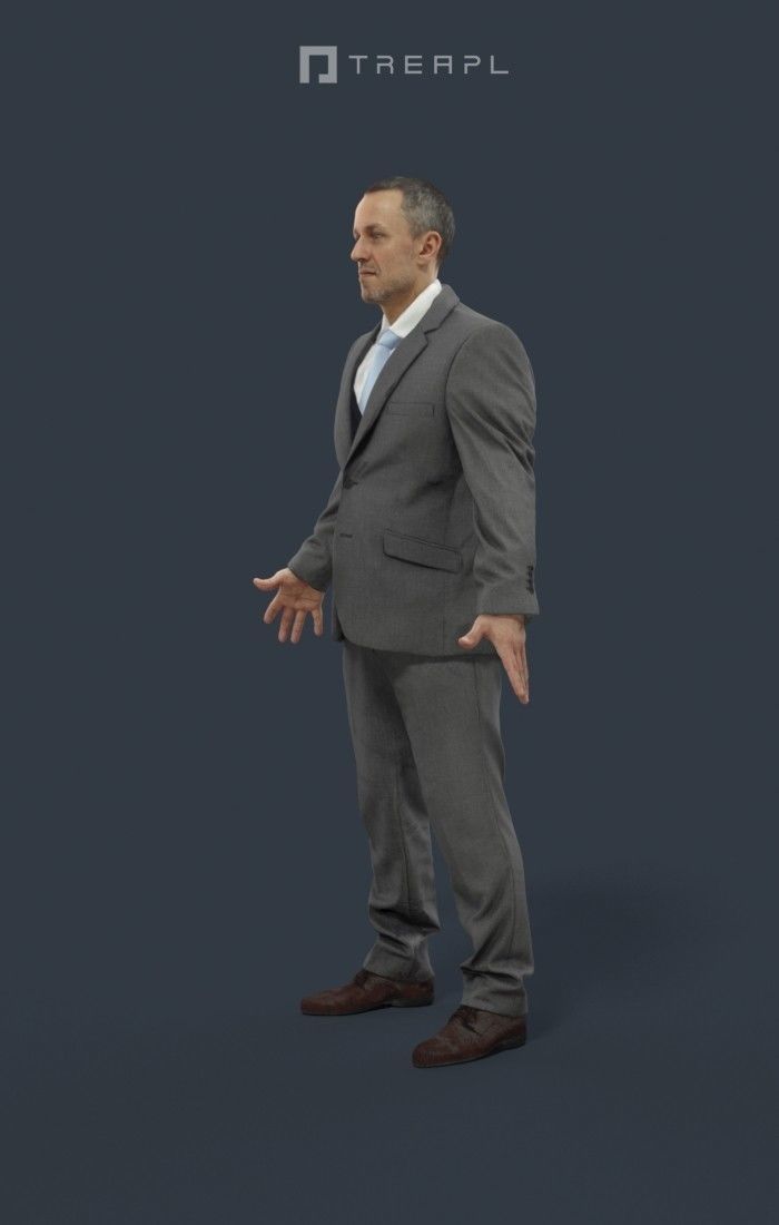 Business Man Animated Elegant  - A-pose - Fortitude Low-poly 3D model_6