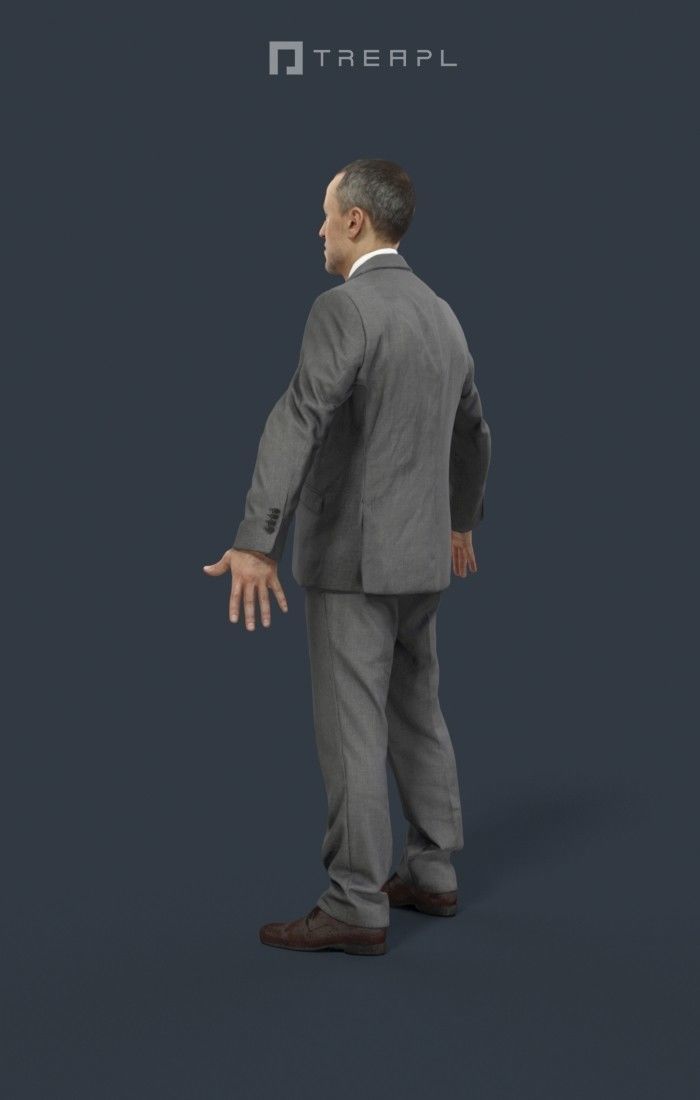 Business Man Animated Elegant  - A-pose - Fortitude Low-poly 3D model_5