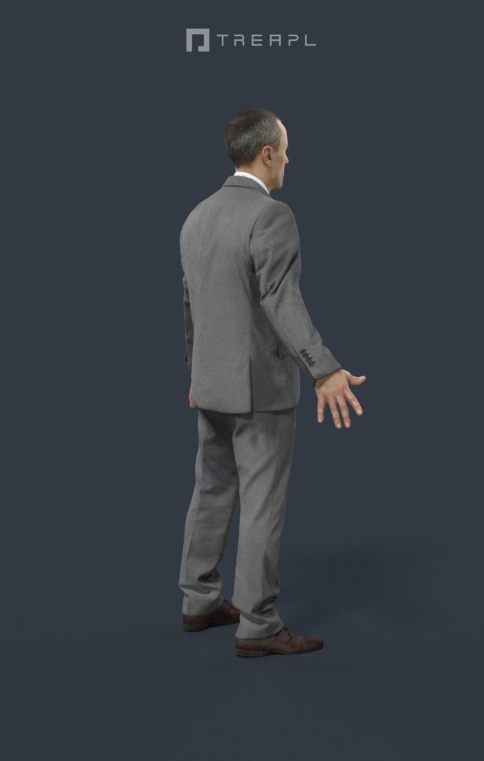Business Man Animated Elegant  - A-pose - Fortitude Low-poly 3D model_3