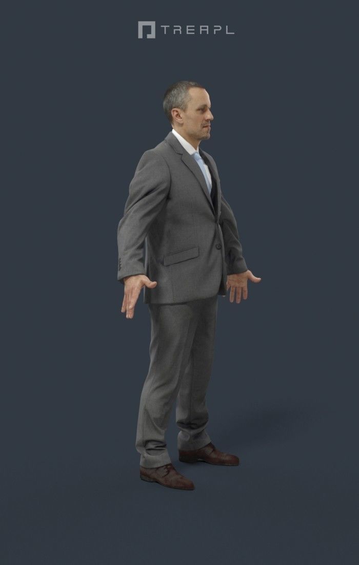 Business Man Animated Elegant  - A-pose - Fortitude Low-poly 3D model_2