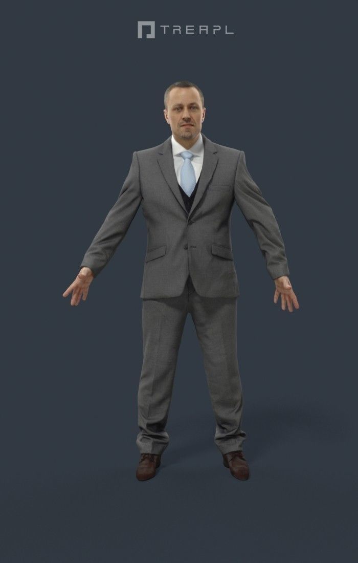 Business Man Animated Elegant  - A-pose - Fortitude Low-poly 3D model_1