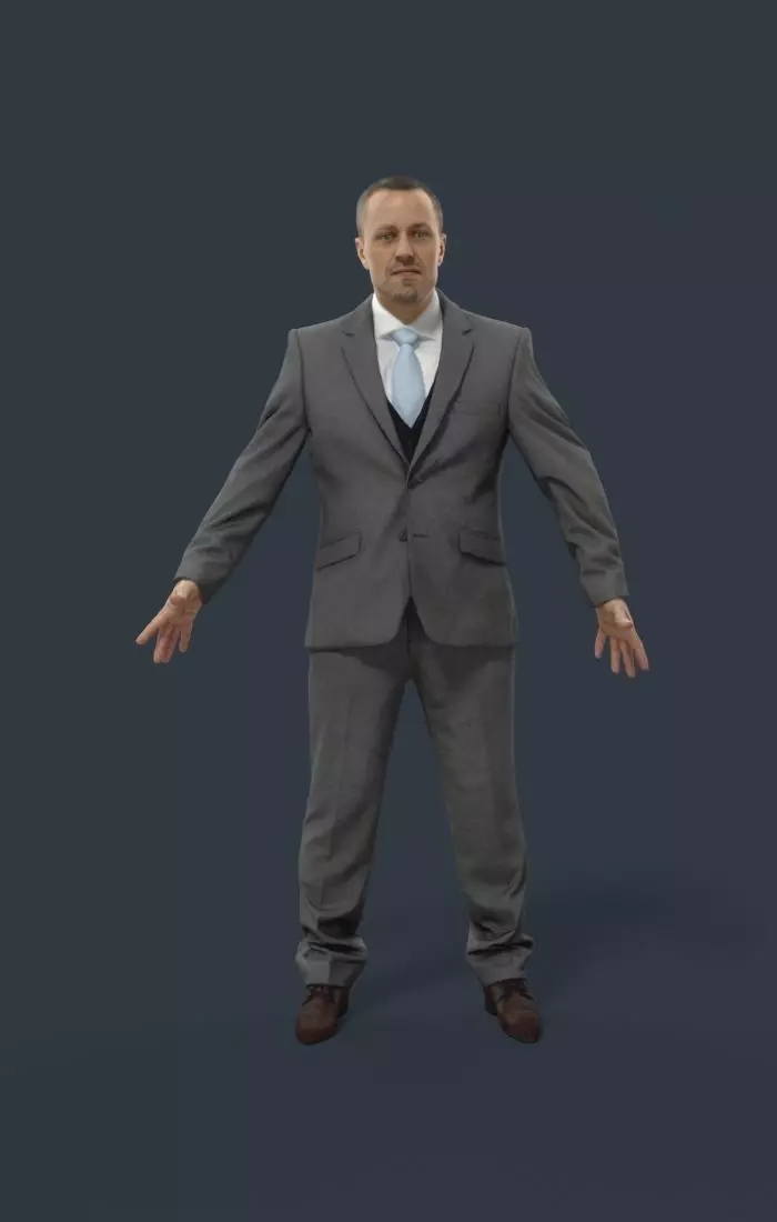 Business Man Animated Elegant  - A-pose - Fortitude Low-poly 3D model_0
