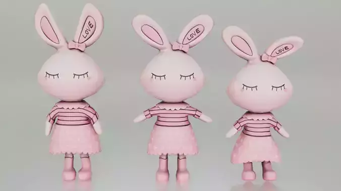 Bunny Doll Teddy - Low-poly 3D Model