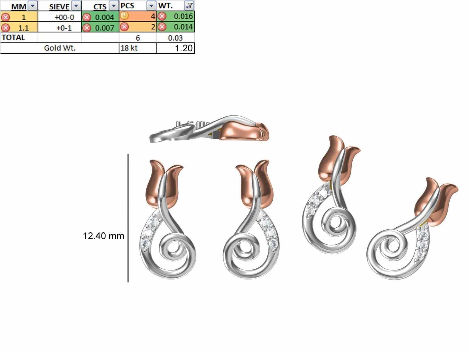 200 JCD PENDANT EARRINGS SET BULK COLLECTION 2GM LIGHT WT 3D print model_39