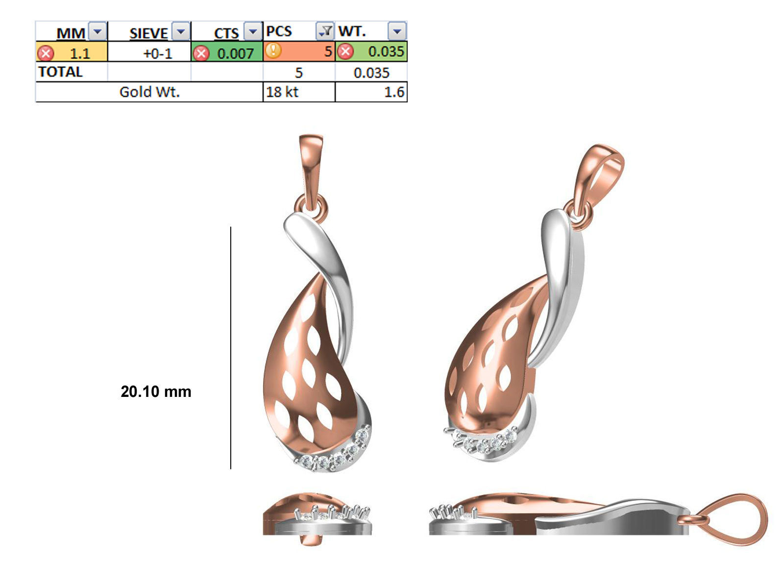 200 JCD PENDANT EARRINGS SET BULK COLLECTION 2GM LIGHT WT 3D print model_63