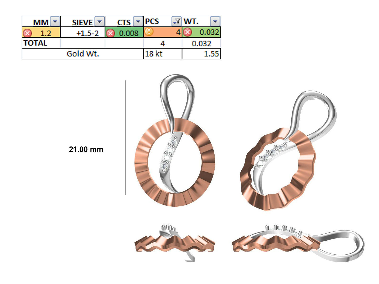 200 JCD PENDANT EARRINGS SET BULK COLLECTION 2GM LIGHT WT 3D print model_108