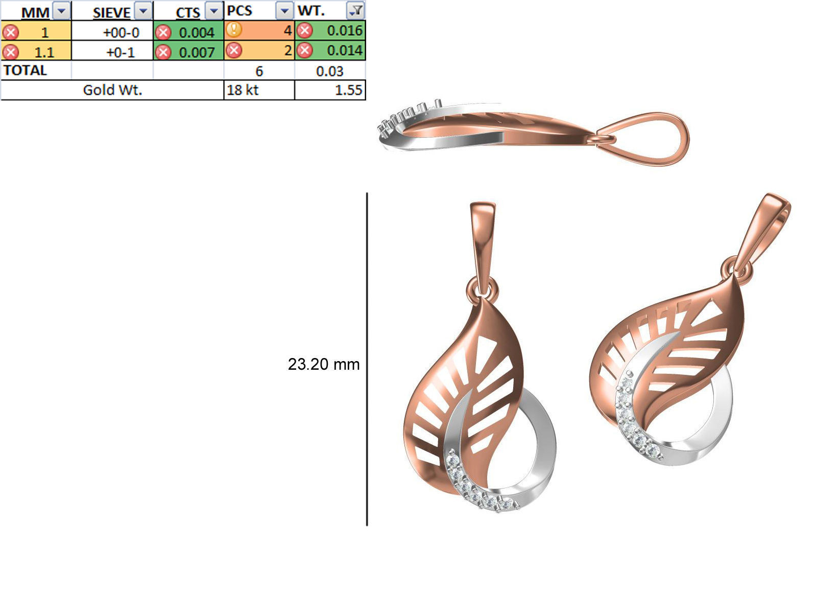 200 JCD PENDANT EARRINGS SET BULK COLLECTION 2GM LIGHT WT 3D print model_9