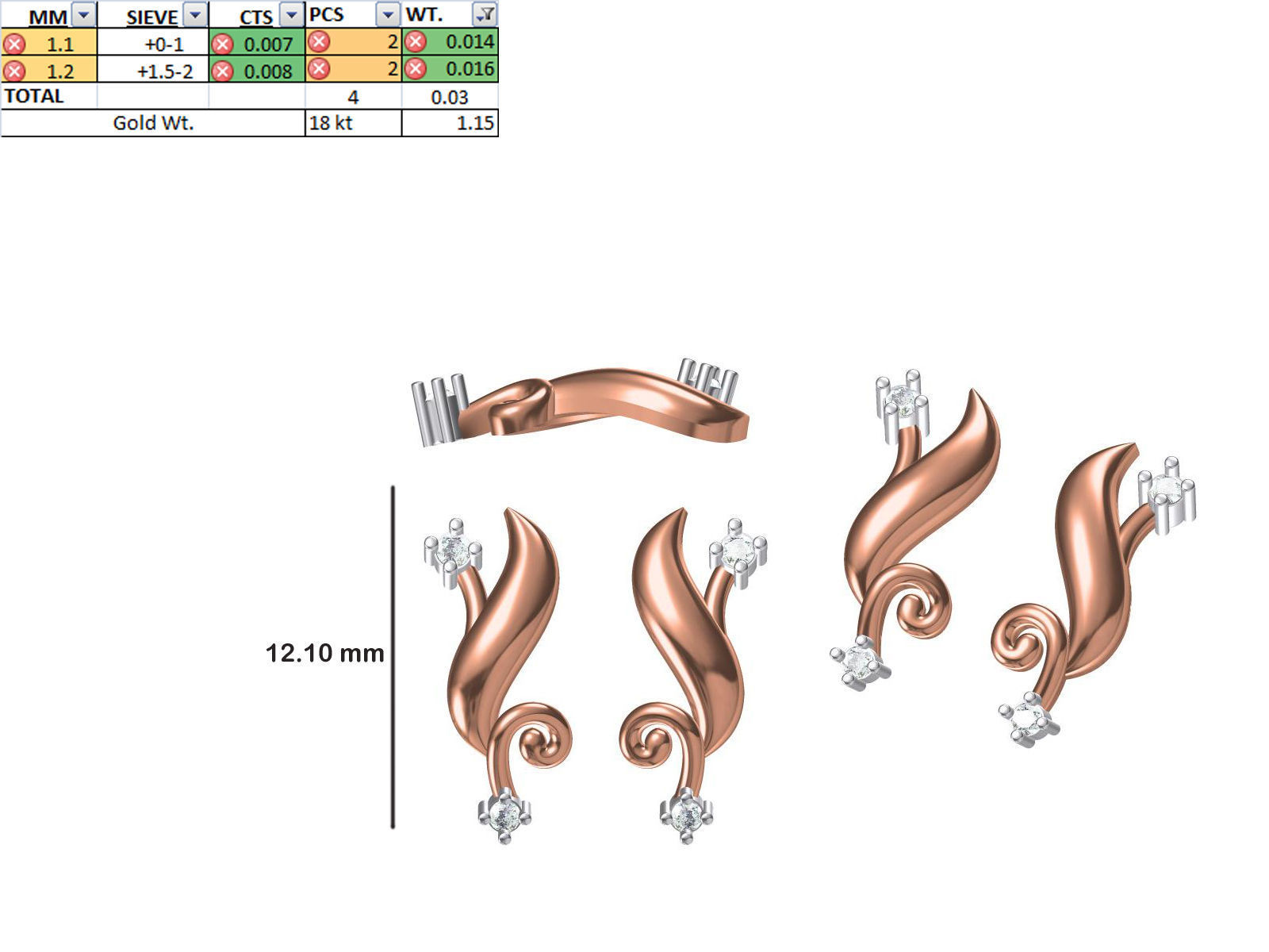 200 JCD PENDANT EARRINGS SET BULK COLLECTION 2GM LIGHT WT 3D print model_16