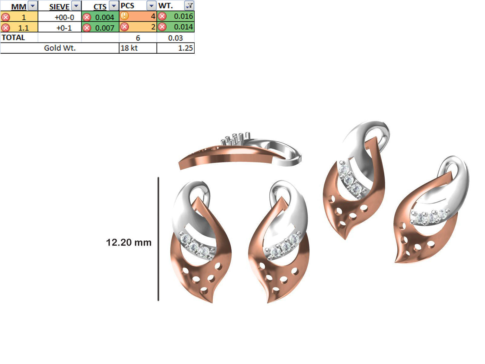 200 JCD PENDANT EARRINGS SET BULK COLLECTION 2GM LIGHT WT 3D print model_29