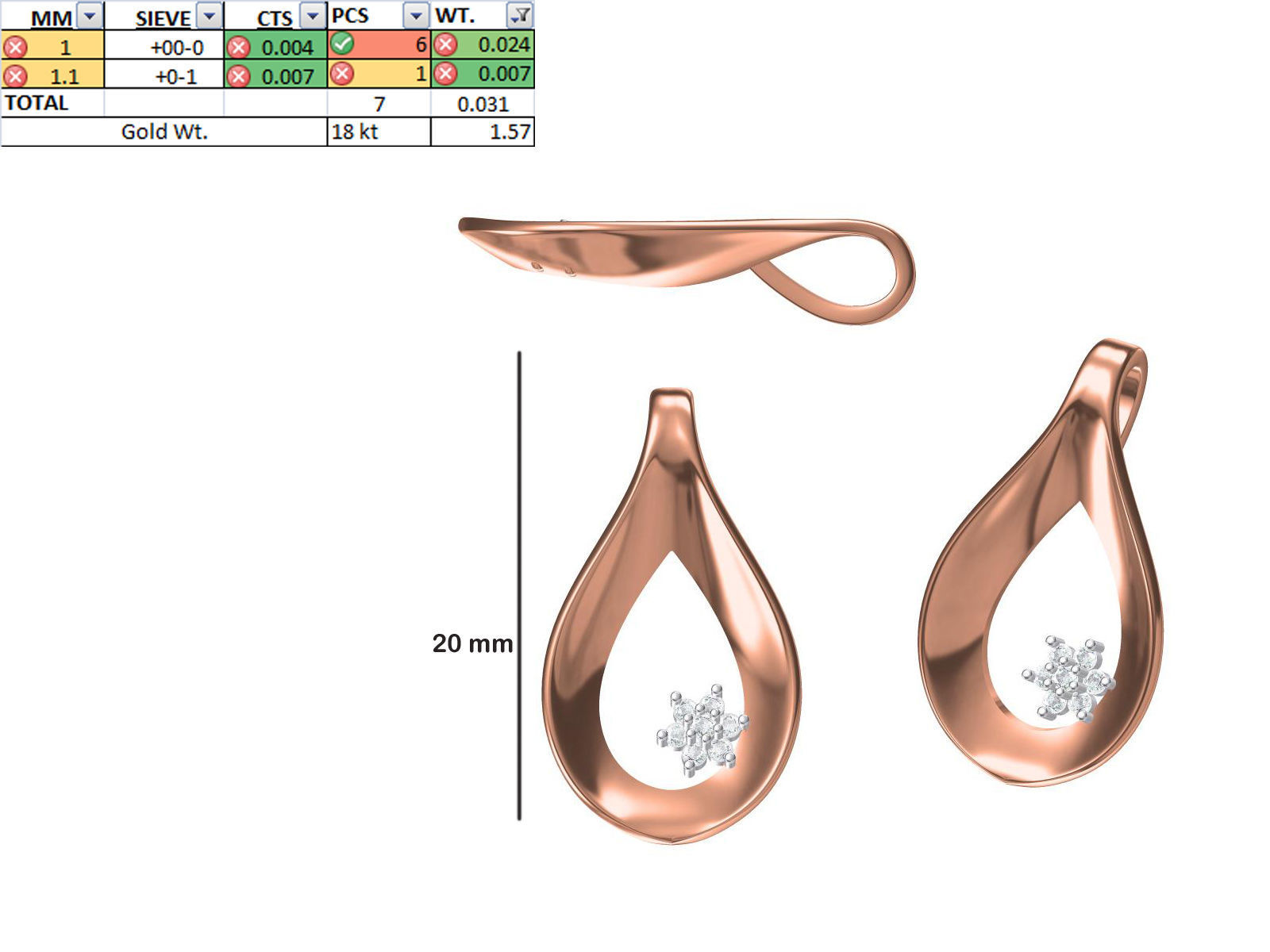 200 JCD PENDANT EARRINGS SET BULK COLLECTION 2GM LIGHT WT 3D print model_23