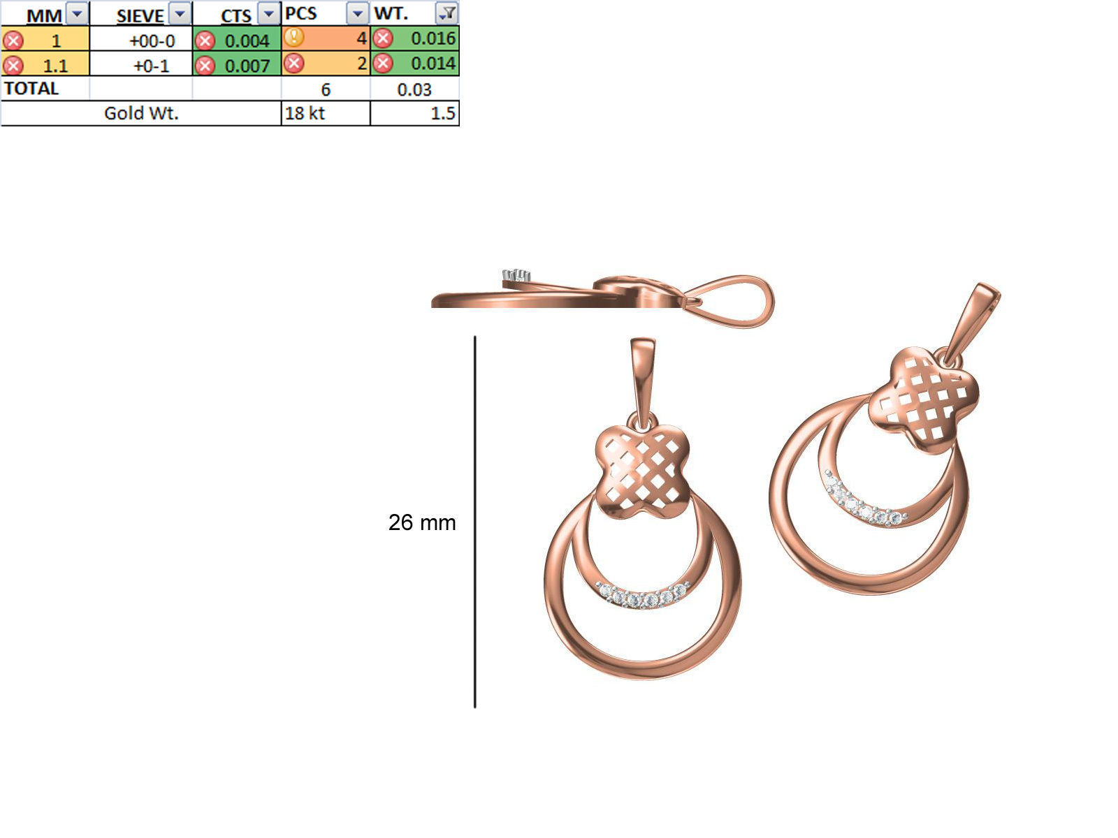 200 JCD PENDANT EARRINGS SET BULK COLLECTION 2GM LIGHT WT 3D print model_11