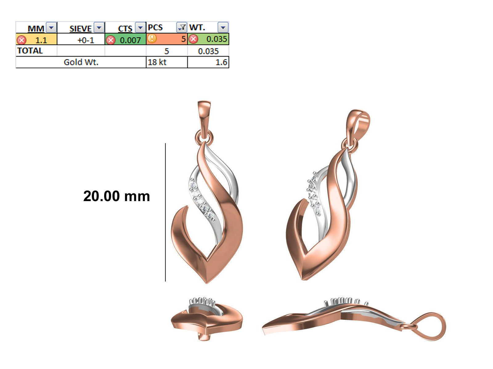 200 JCD PENDANT EARRINGS SET BULK COLLECTION 2GM LIGHT WT 3D print model_74