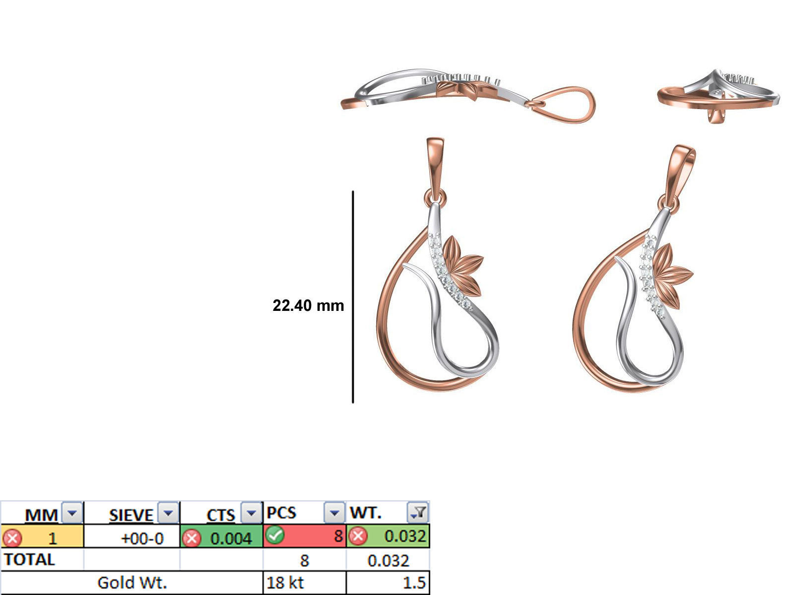 200 JCD PENDANT EARRINGS SET BULK COLLECTION 2GM LIGHT WT 3D print model_43