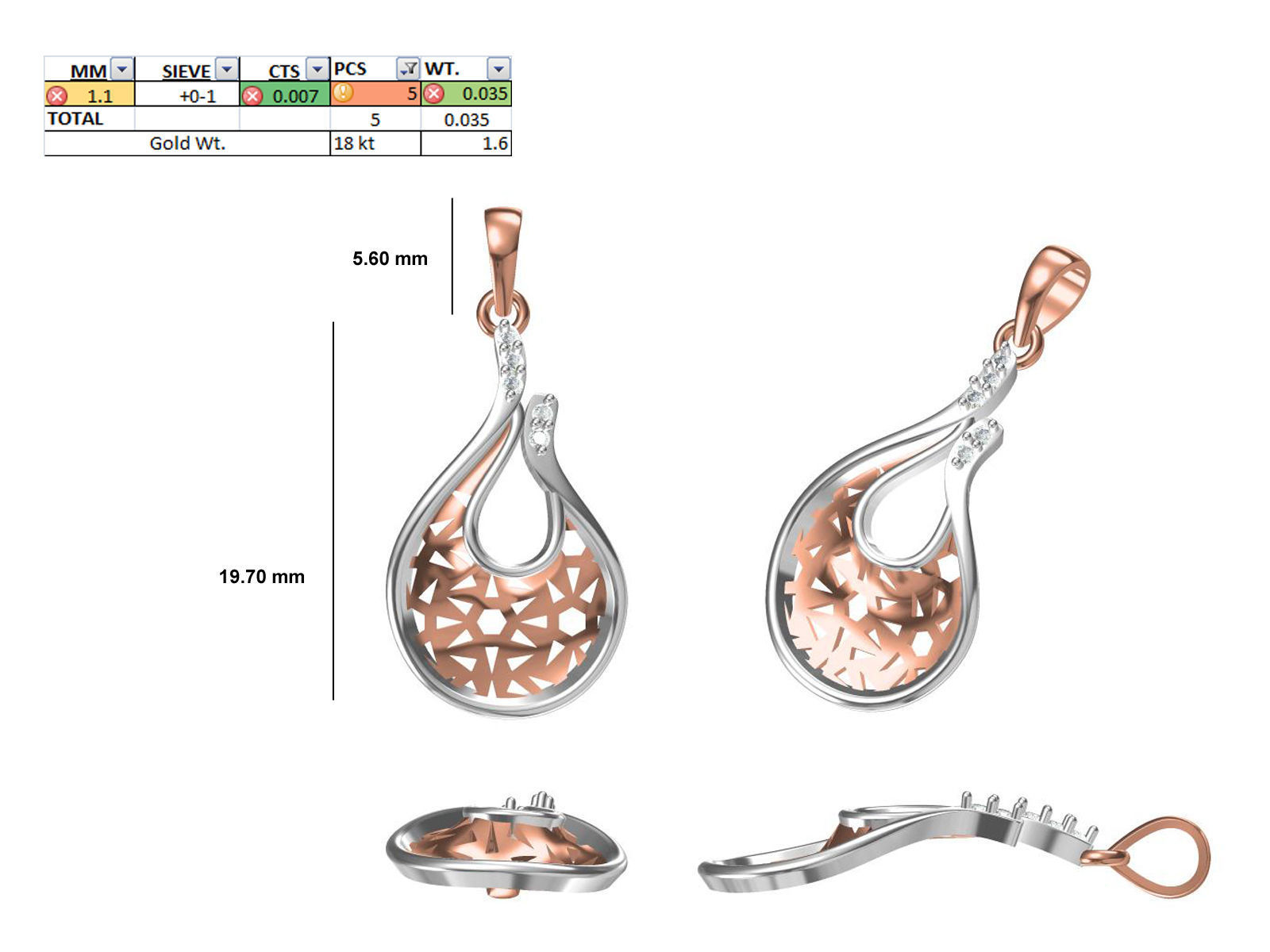 200 JCD PENDANT EARRINGS SET BULK COLLECTION 2GM LIGHT WT 3D print model_101