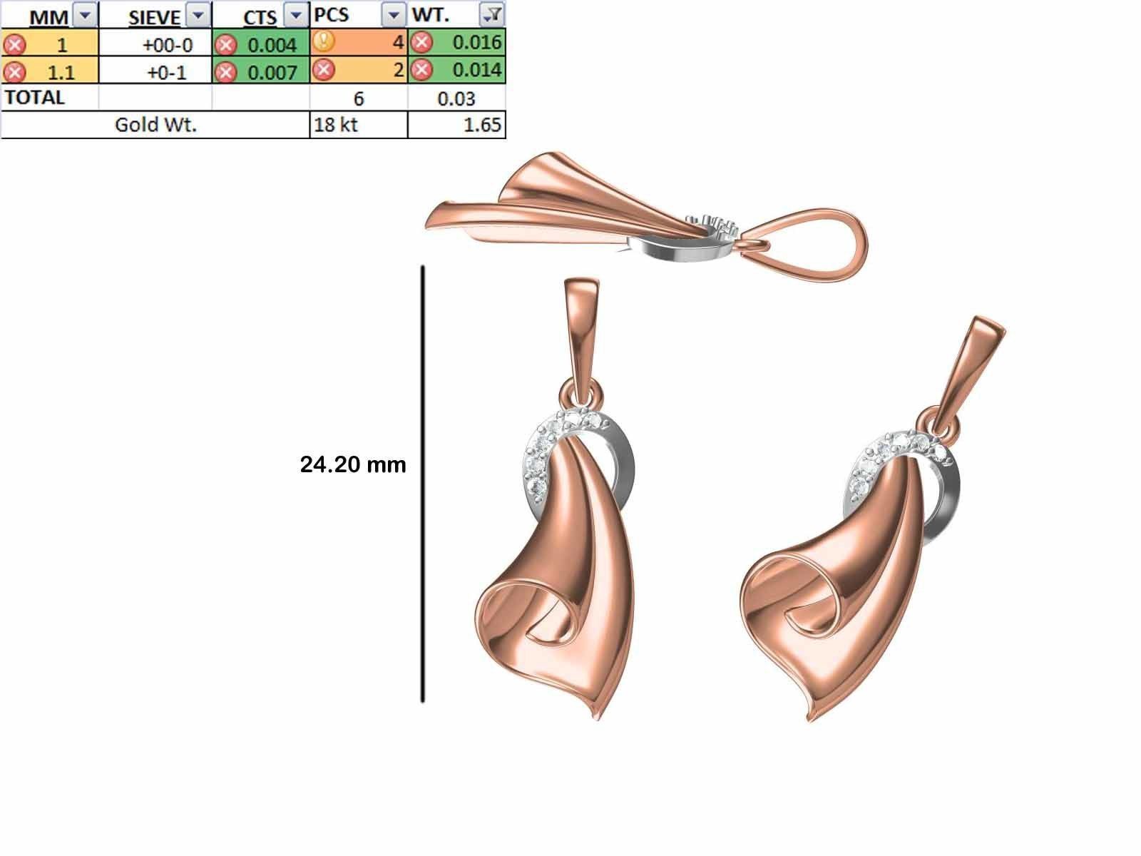 200 JCD PENDANT EARRINGS SET BULK COLLECTION 2GM LIGHT WT 3D print model_37