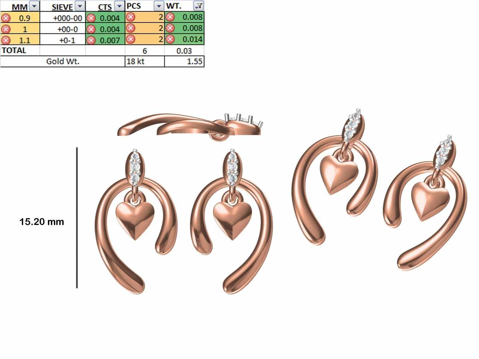 200 JCD PENDANT EARRINGS SET BULK COLLECTION 2GM LIGHT WT 3D print model_14