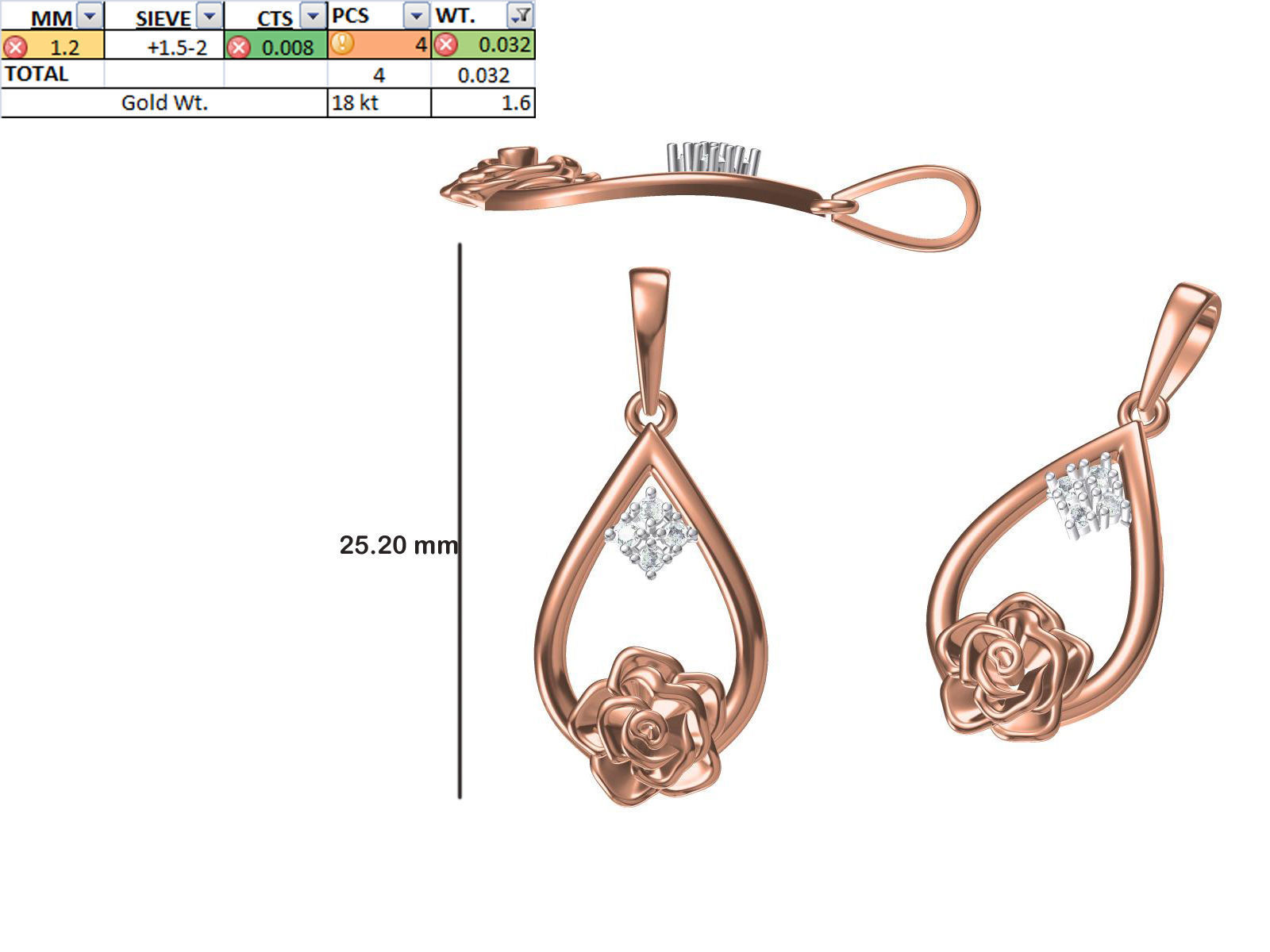 200 JCD PENDANT EARRINGS SET BULK COLLECTION 2GM LIGHT WT 3D print model_25