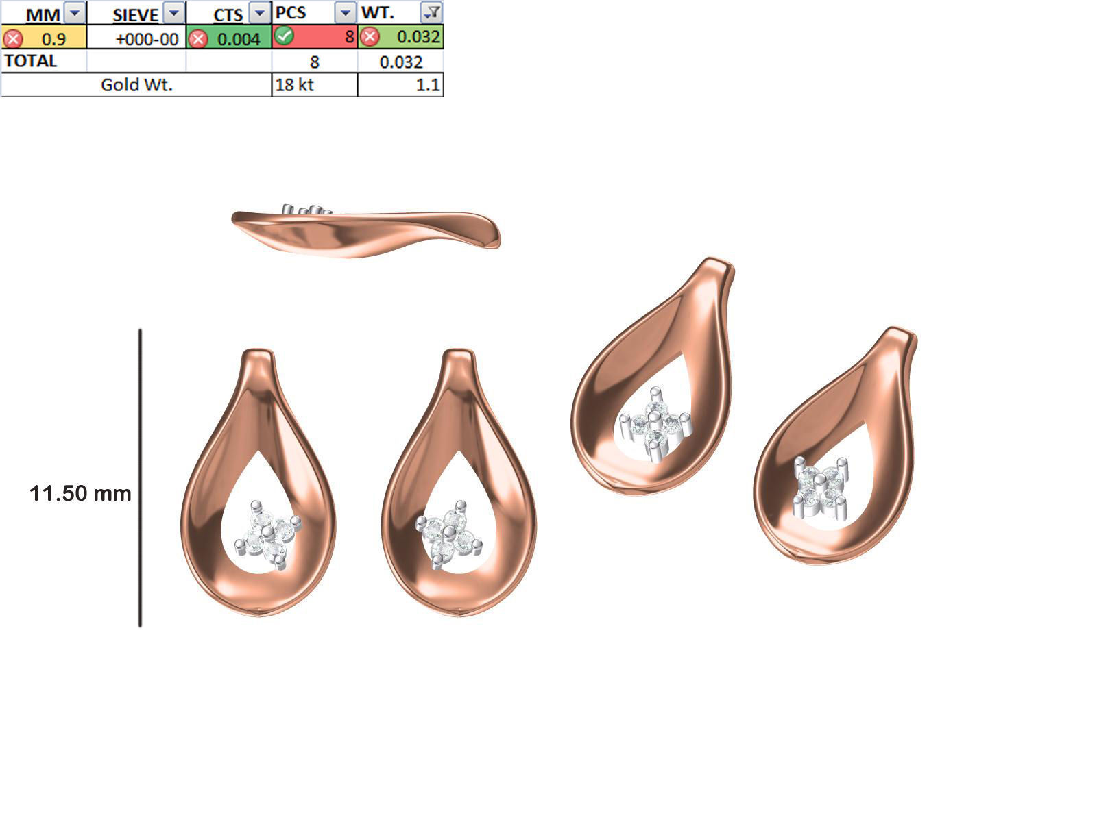 200 JCD PENDANT EARRINGS SET BULK COLLECTION 2GM LIGHT WT 3D print model_19