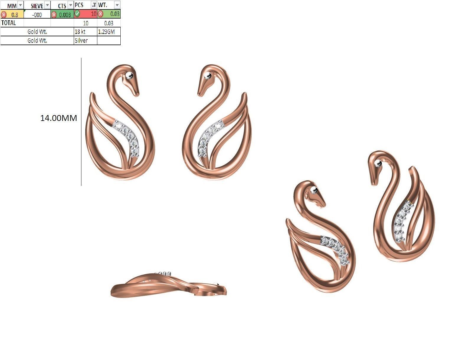 200 JCD PENDANT EARRINGS SET BULK COLLECTION 2GM LIGHT WT 3D print model_142