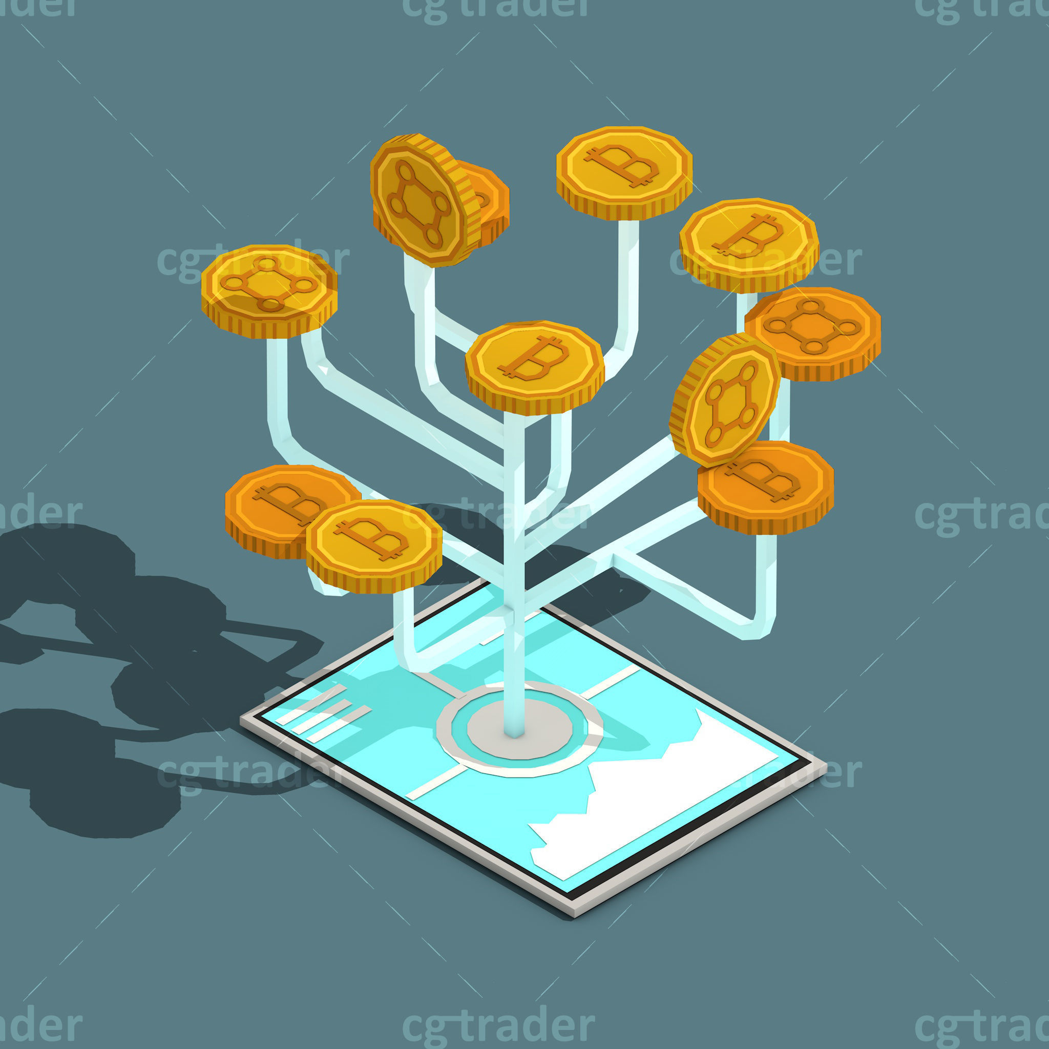 Low Poly Cryptocurrency Blockchain Isometric Pack 01 Low-poly 3D model_17