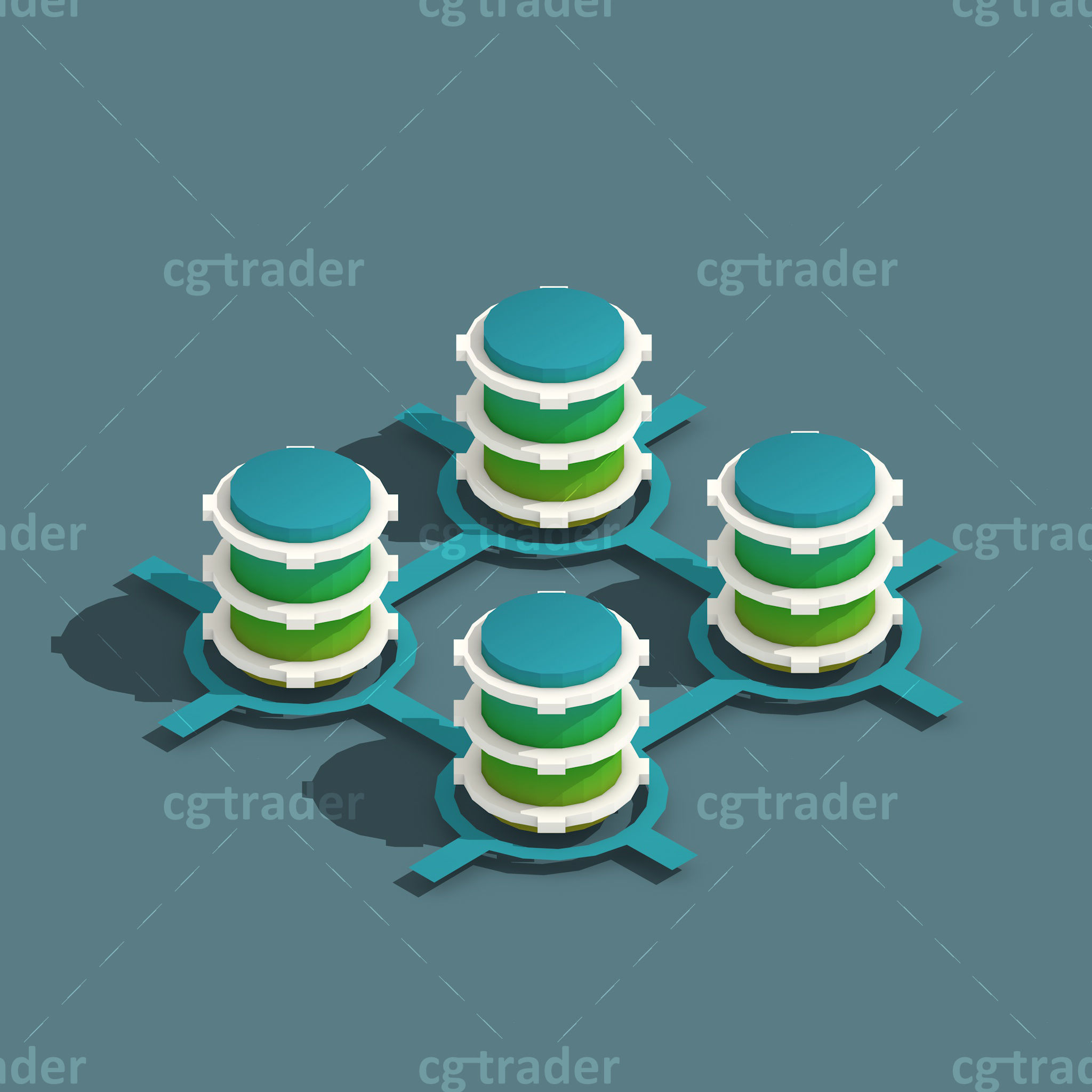 Low Poly Cryptocurrency Blockchain Isometric Pack 01 Low-poly 3D model_7