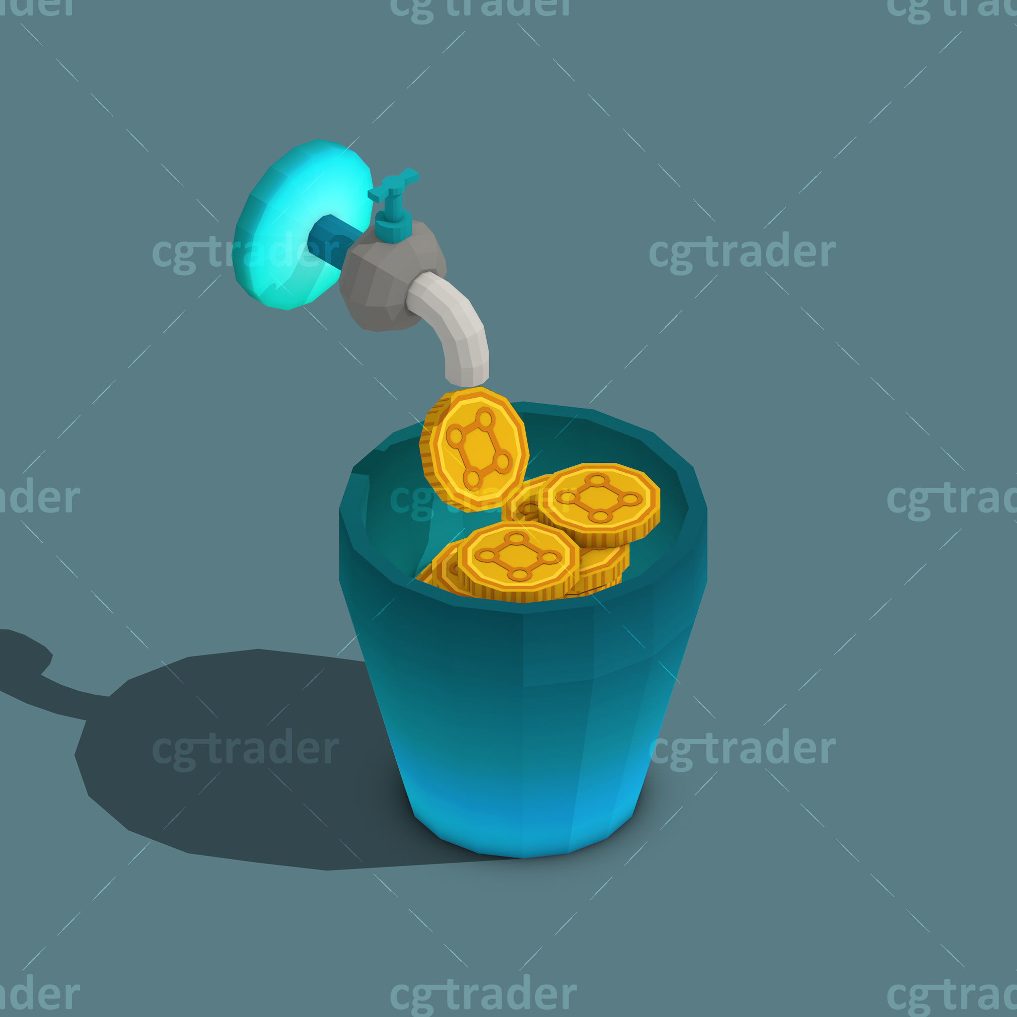 Low Poly Cryptocurrency Blockchain Isometric Pack 01 Low-poly 3D model_13