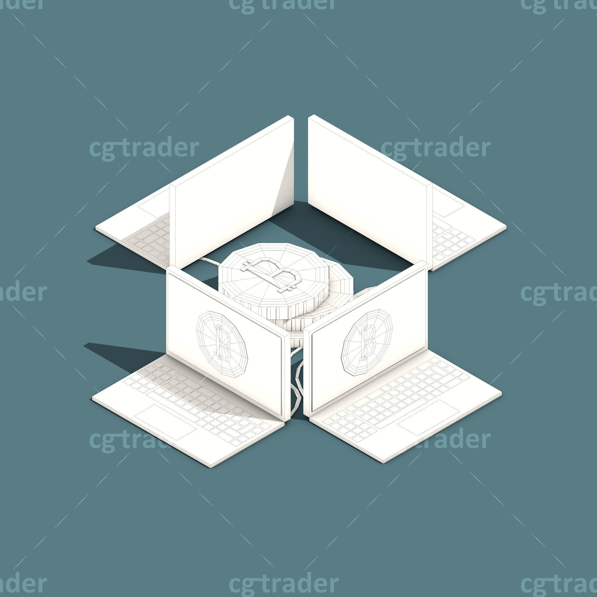 Low Poly Cryptocurrency Blockchain Isometric Pack 01 Low-poly 3D model_30