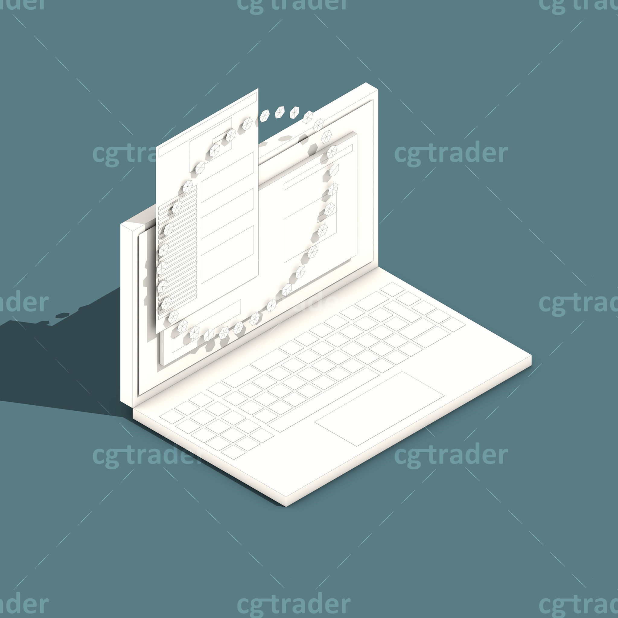 Low Poly Cryptocurrency Blockchain Isometric Pack 01 Low-poly 3D model_26