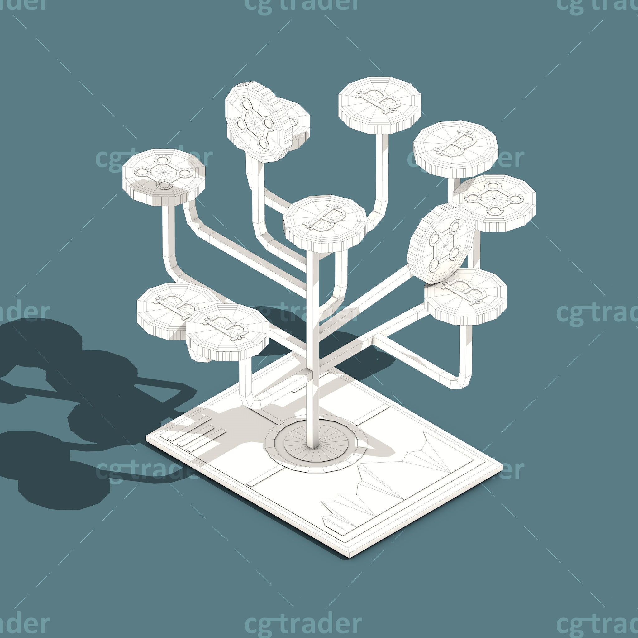 Low Poly Cryptocurrency Blockchain Isometric Pack 01 Low-poly 3D model_18