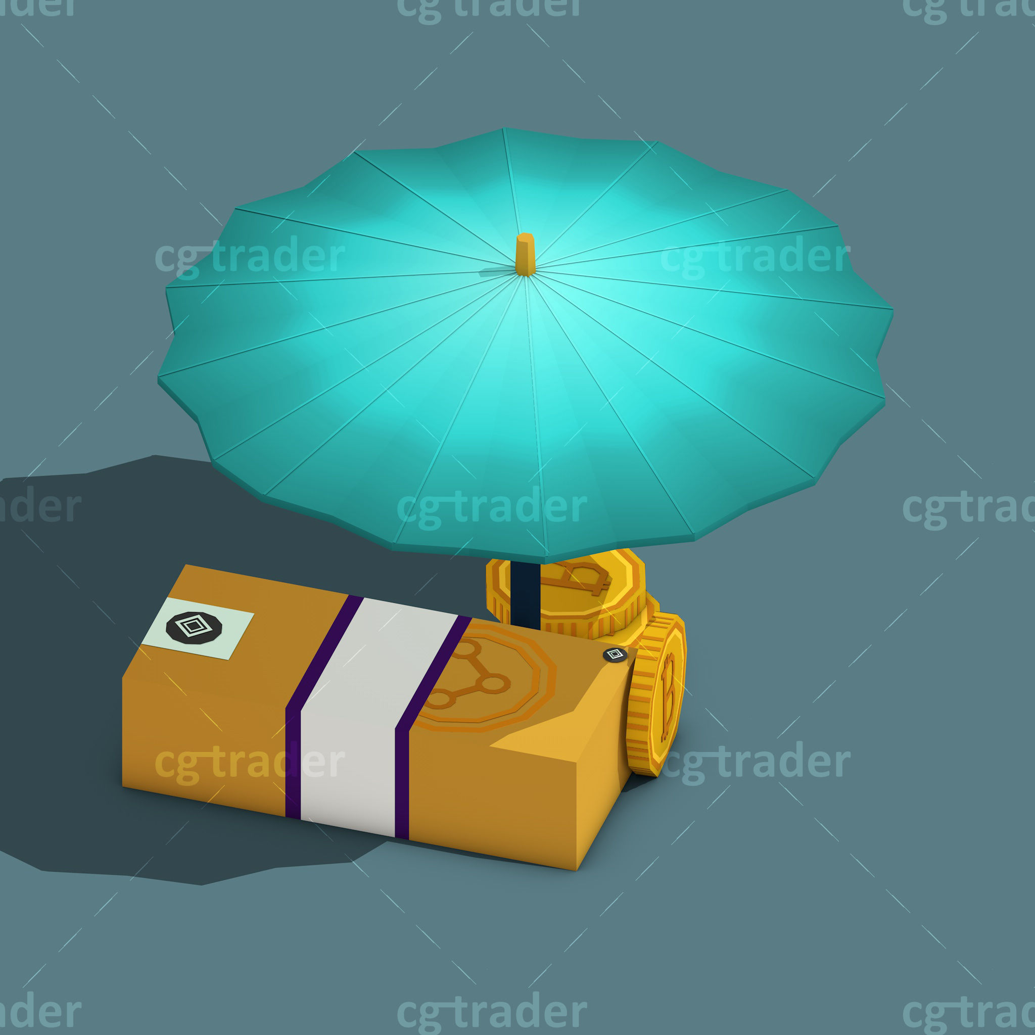 Low Poly Cryptocurrency Blockchain Isometric Pack 01 Low-poly 3D model_11