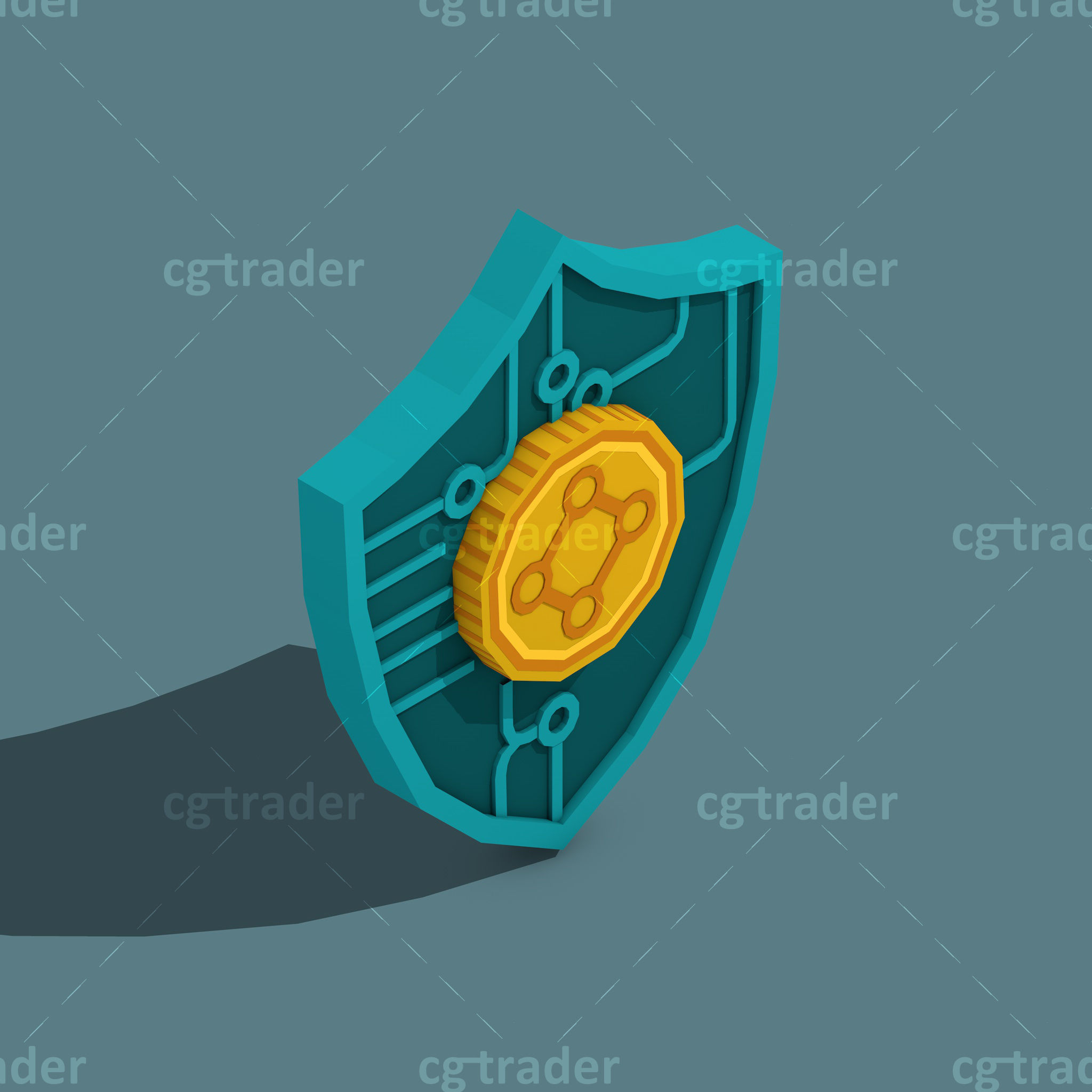 Low Poly Cryptocurrency Blockchain Isometric Pack 01 Low-poly 3D model_15