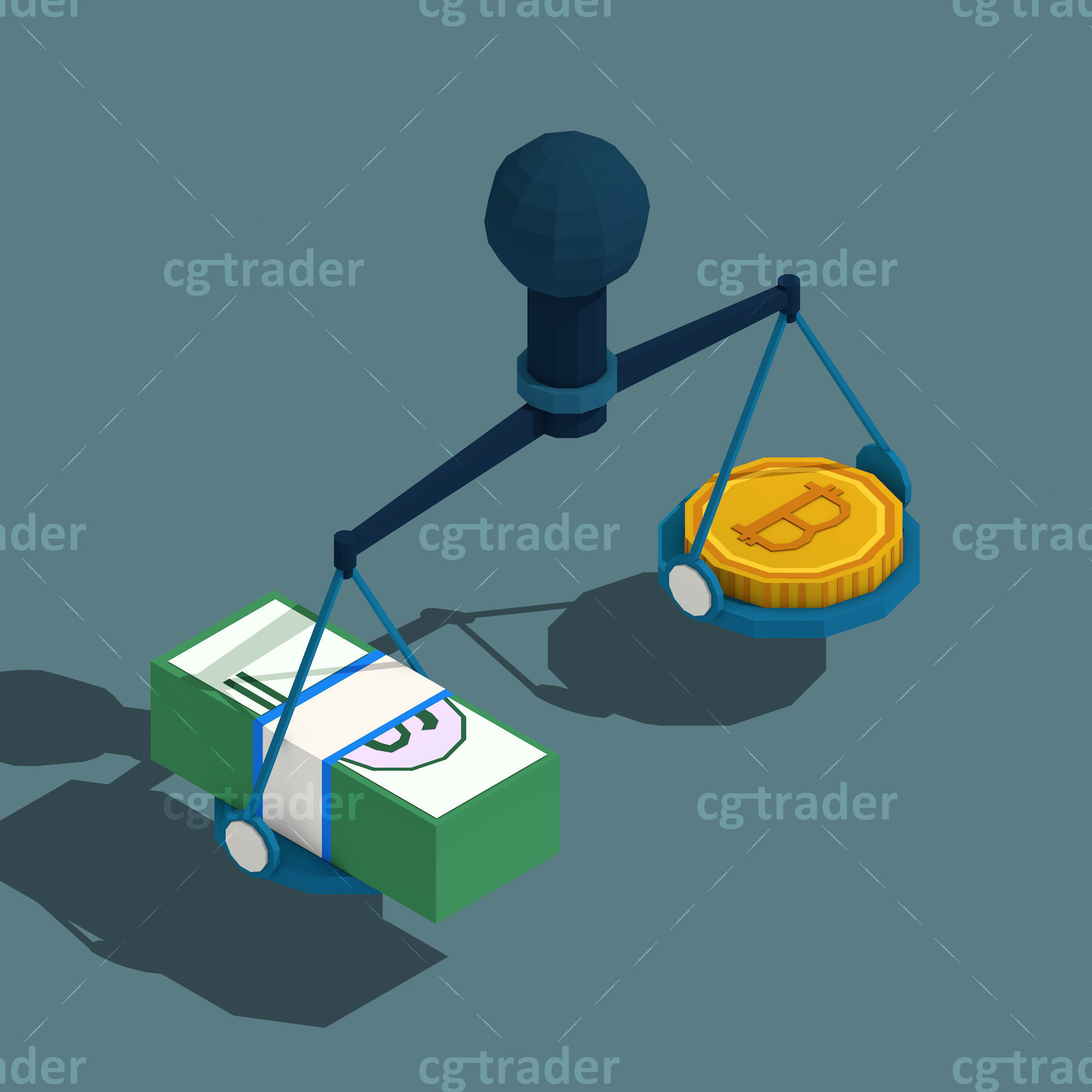 Low Poly Cryptocurrency Blockchain Isometric Pack 01 Low-poly 3D model_9