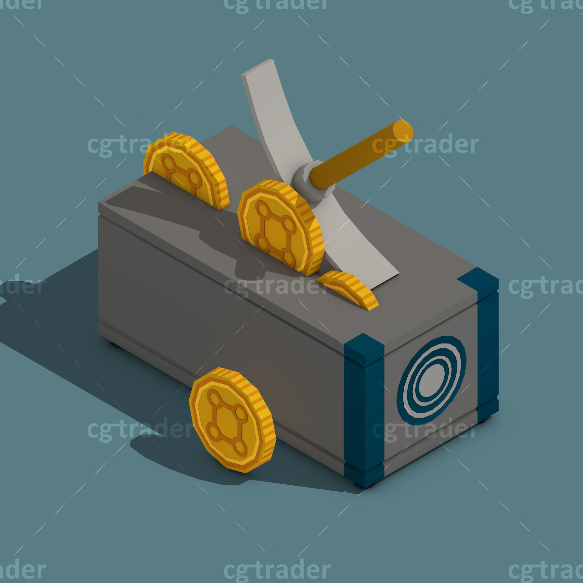 Low Poly Cryptocurrency Blockchain Isometric Pack 01 Low-poly 3D model_33