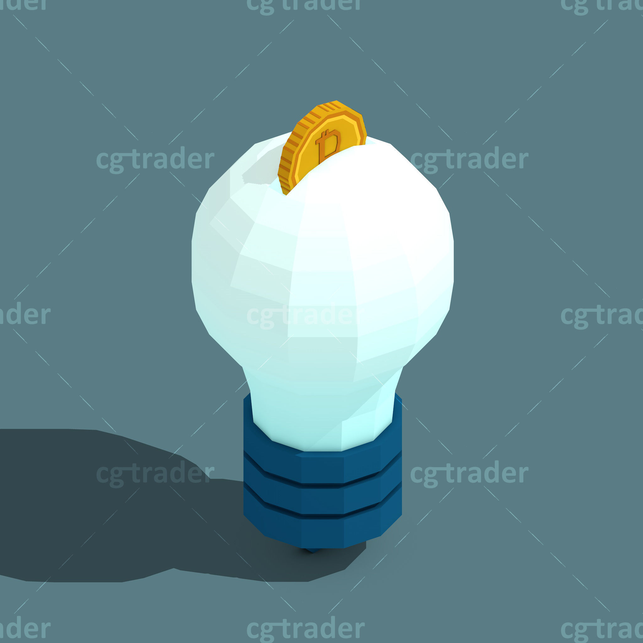 Low Poly Cryptocurrency Blockchain Isometric Pack 01 Low-poly 3D model_5