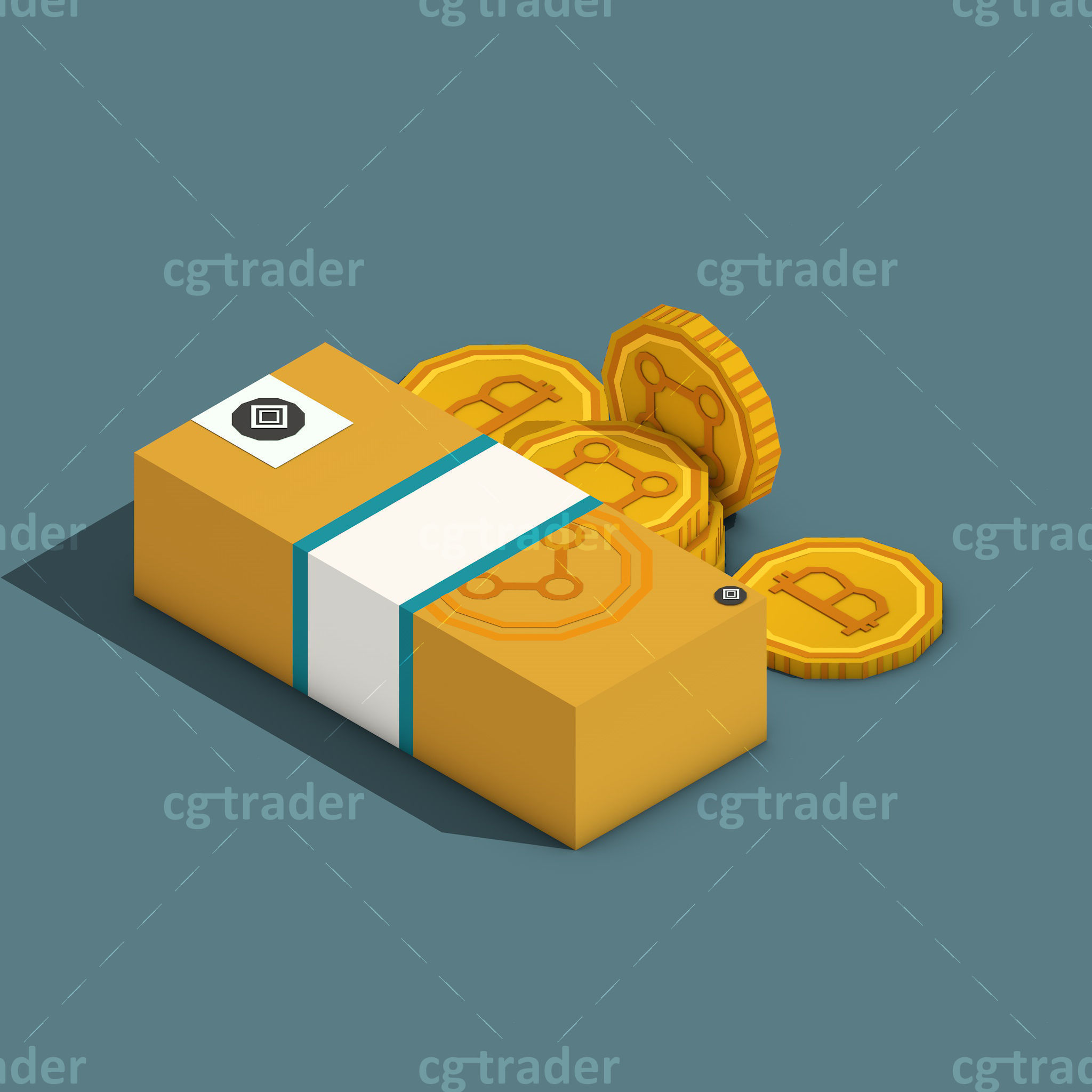 Low Poly Cryptocurrency Blockchain Isometric Pack 01 Low-poly 3D model_23