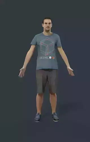 Man Casual Animated in Shorts - A-pose - Jest