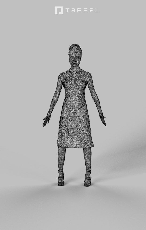 Woman African Animated Elegant - A-pose - May Low-poly 3D model_7