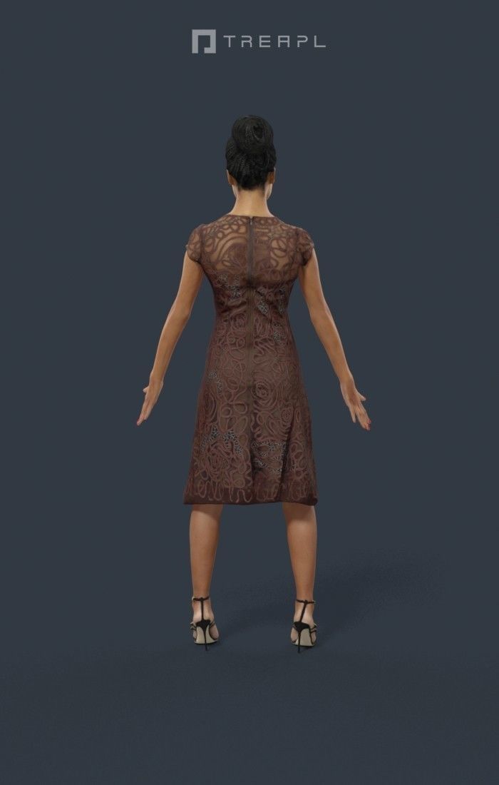 Woman African Animated Elegant - A-pose - May Low-poly 3D model_4