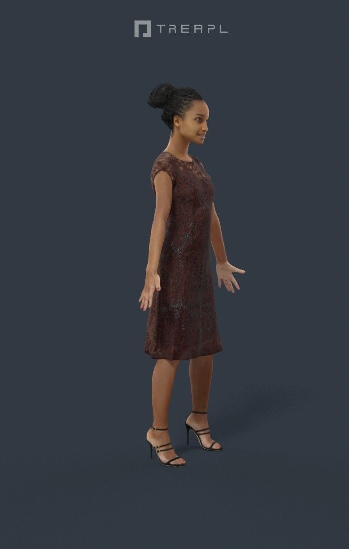 Woman African Animated Elegant - A-pose - May Low-poly 3D model_2