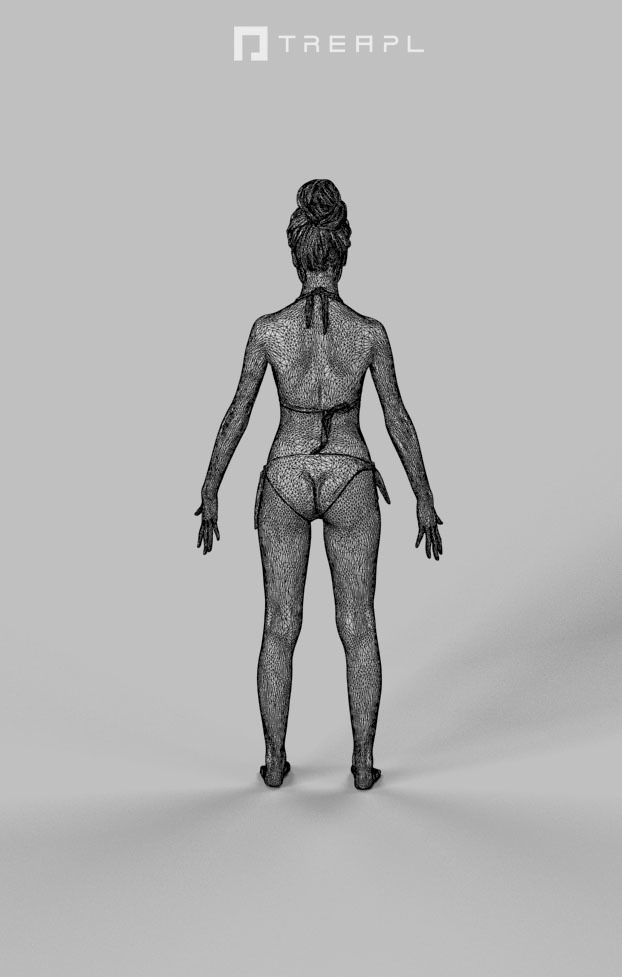 Animated African Woman Swimsuit Beach - A-pose - May Low-poly 3D model_8