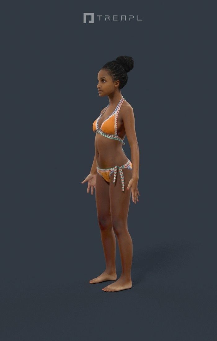 Animated African Woman Swimsuit Beach - A-pose - May Low-poly 3D model_6