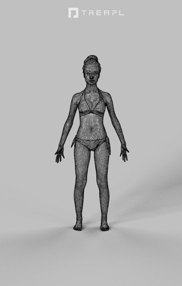 Animated African Woman Swimsuit Beach - A-pose - May Low-poly 3D model_7