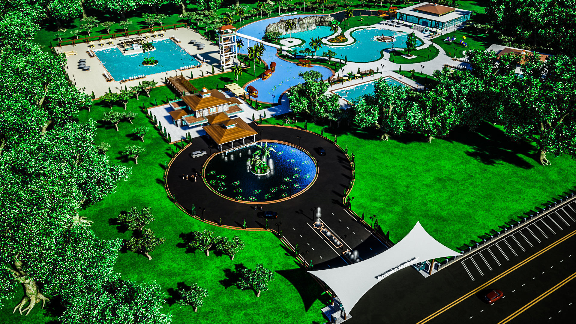 Amusement park and resort 3D model_3