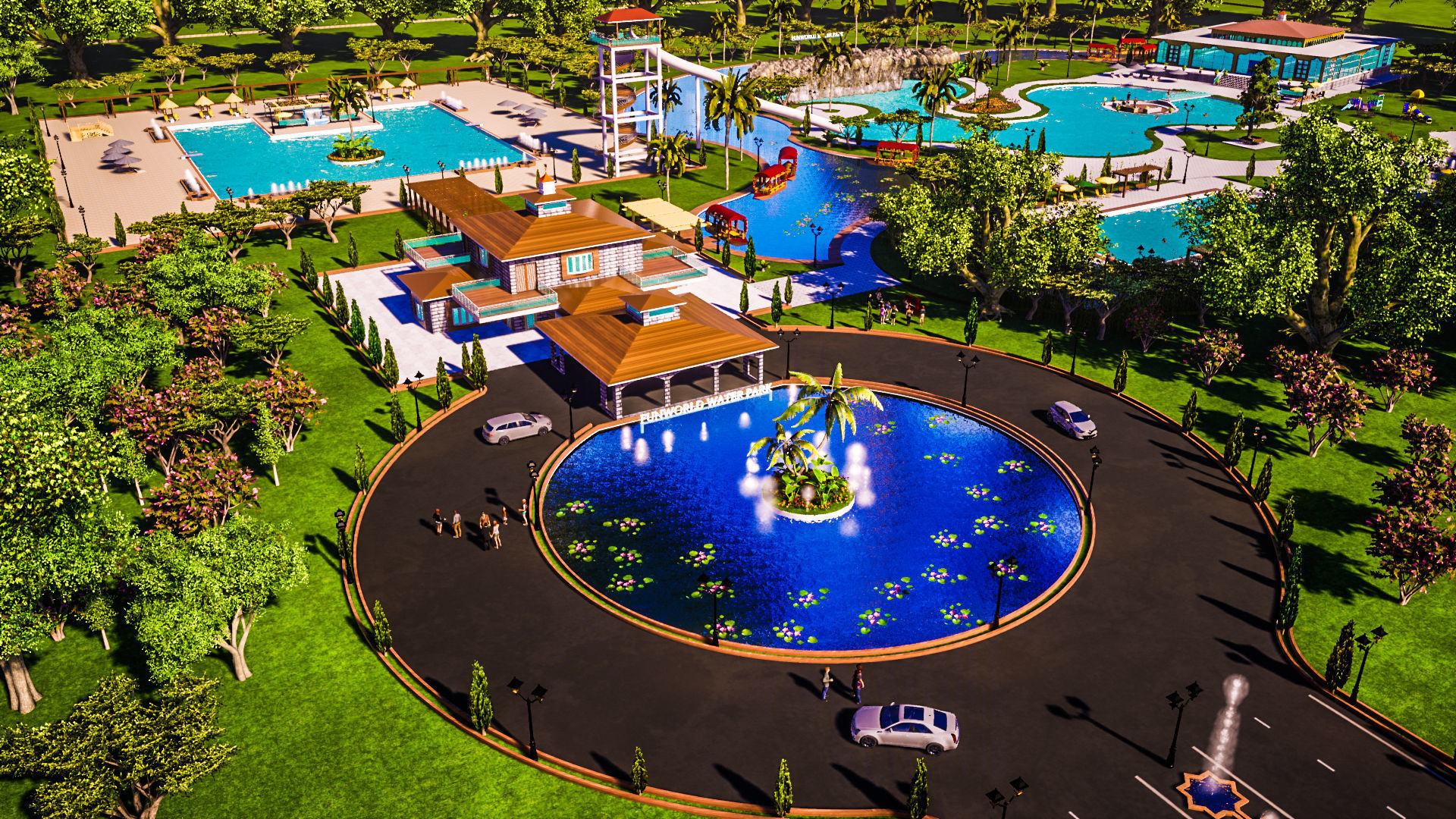Amusement park and resort 3D model_1
