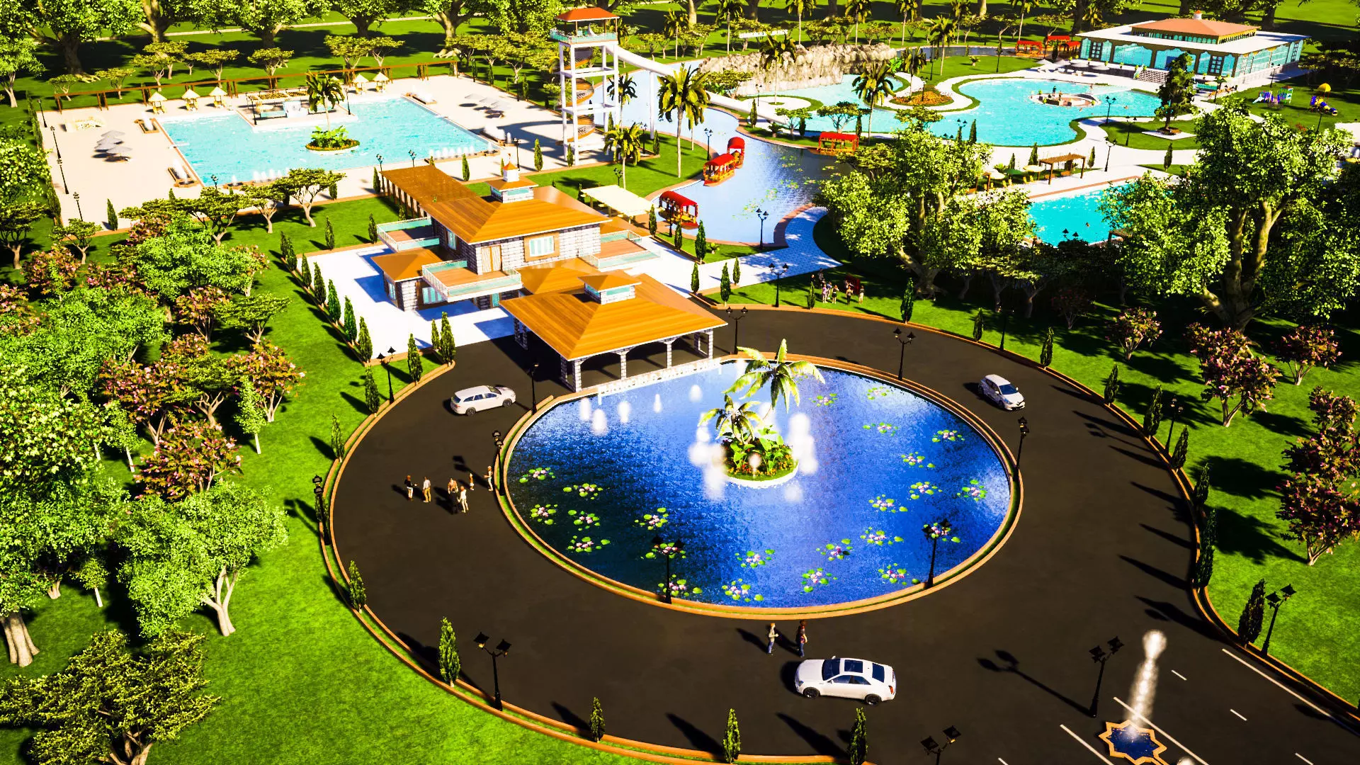 Amusement park and resort 3D model_0