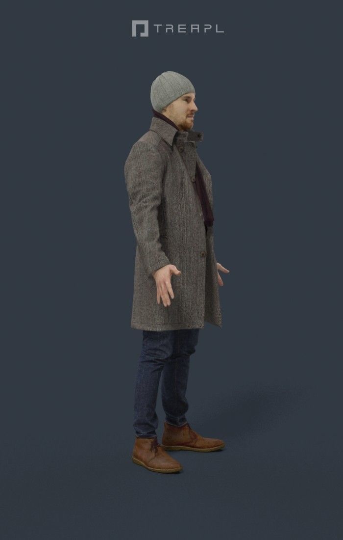 Winter Business Man Animated Elegant  - A-pose - Master Low-poly 3D model_2