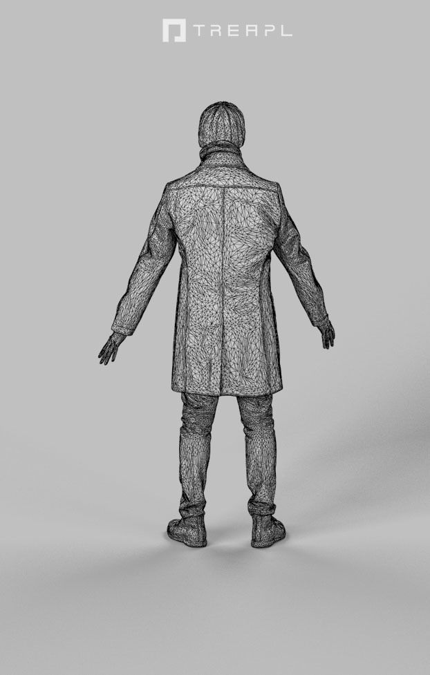 Winter Business Man Animated Elegant  - A-pose - Master Low-poly 3D model_8