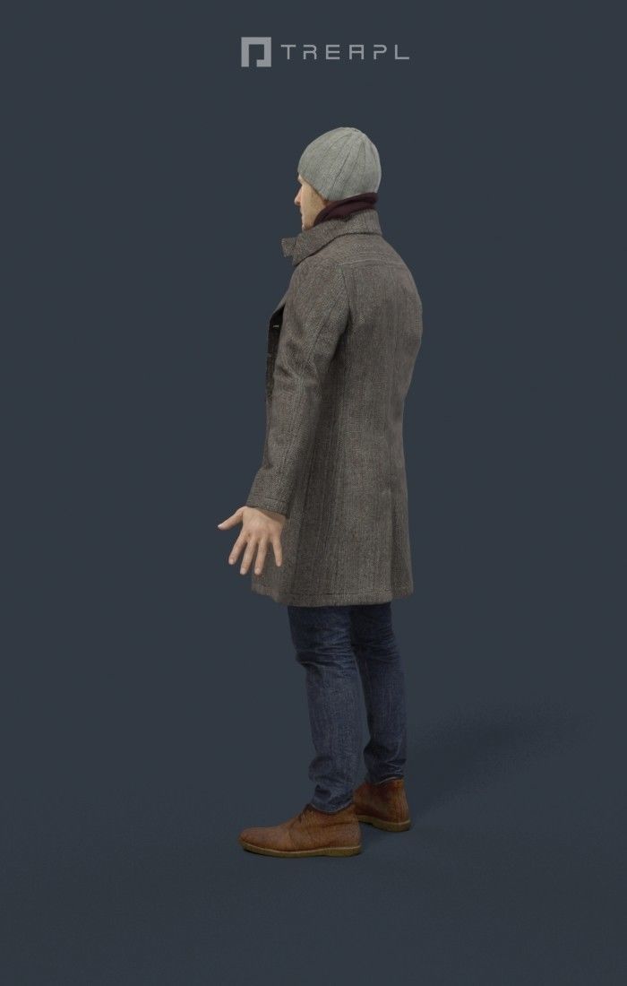 Winter Business Man Animated Elegant  - A-pose - Master Low-poly 3D model_5