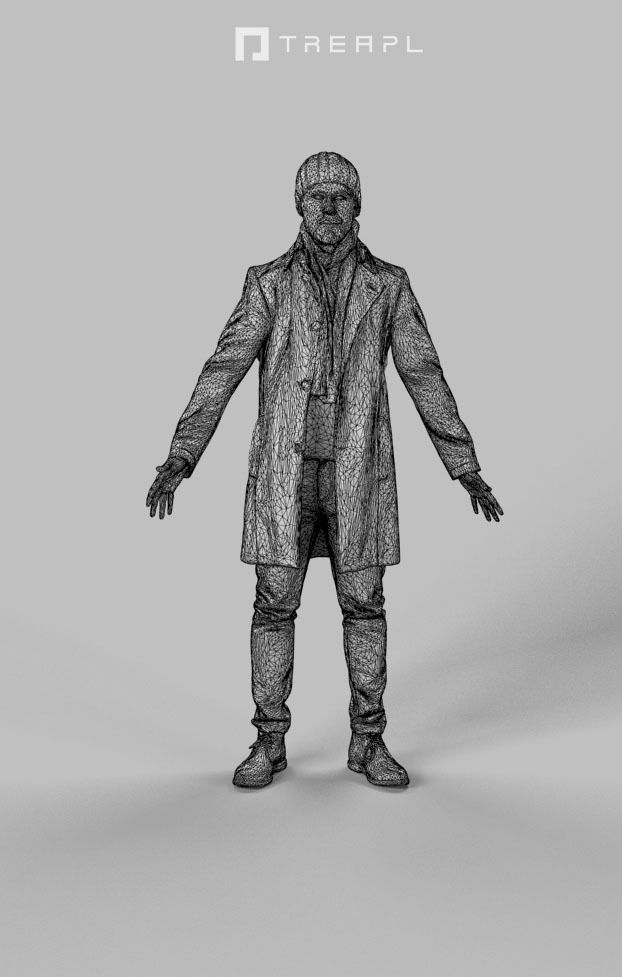 Winter Business Man Animated Elegant  - A-pose - Master Low-poly 3D model_7