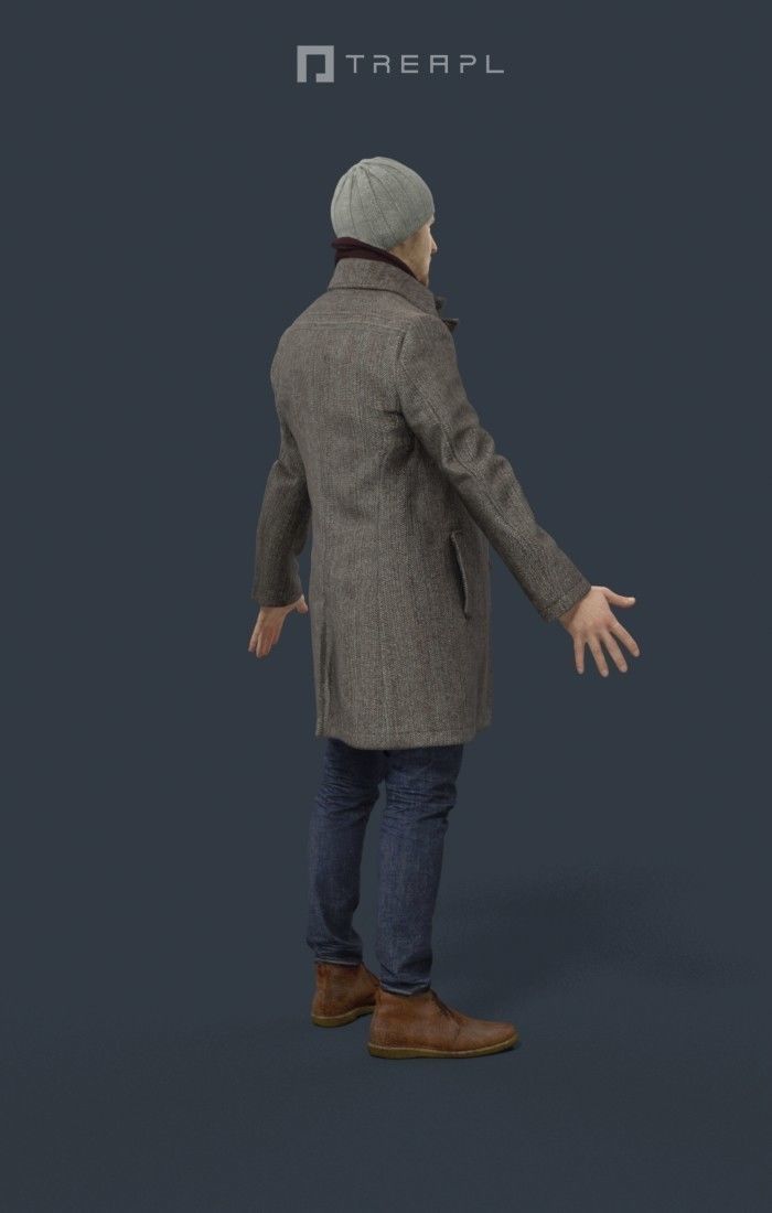 Winter Business Man Animated Elegant  - A-pose - Master Low-poly 3D model_3